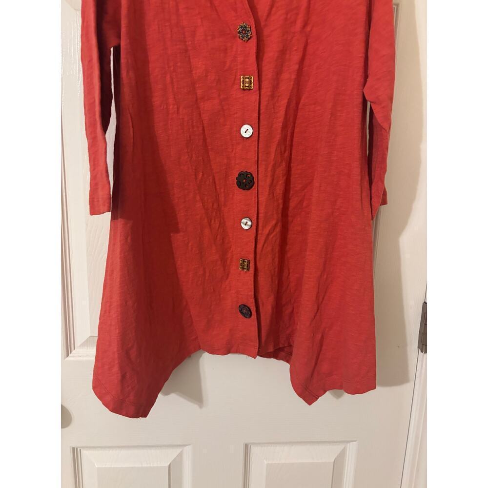 Soft Surroundings Danielle button 3/4 sleeve tunic orange sz M - Picture 6 of 10